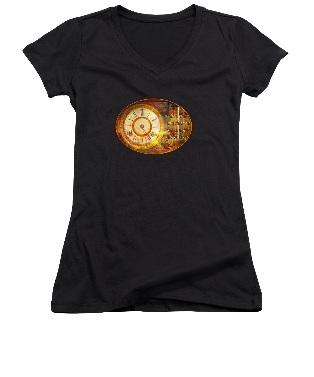 Time Women's V-Neck featuring the photograph Time Marching by Phyllis Denton