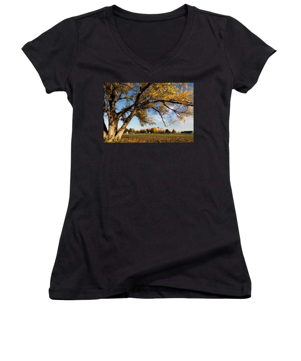 2014 October Women's V-Neck featuring the photograph Soccer Tree by Bill Kesler