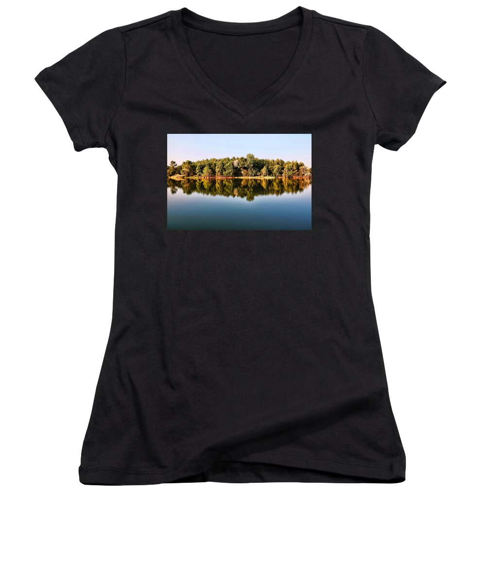 Bill Kesler Photography Women's V-Neck featuring the photograph When Nature Reflects by Bill Kesler
