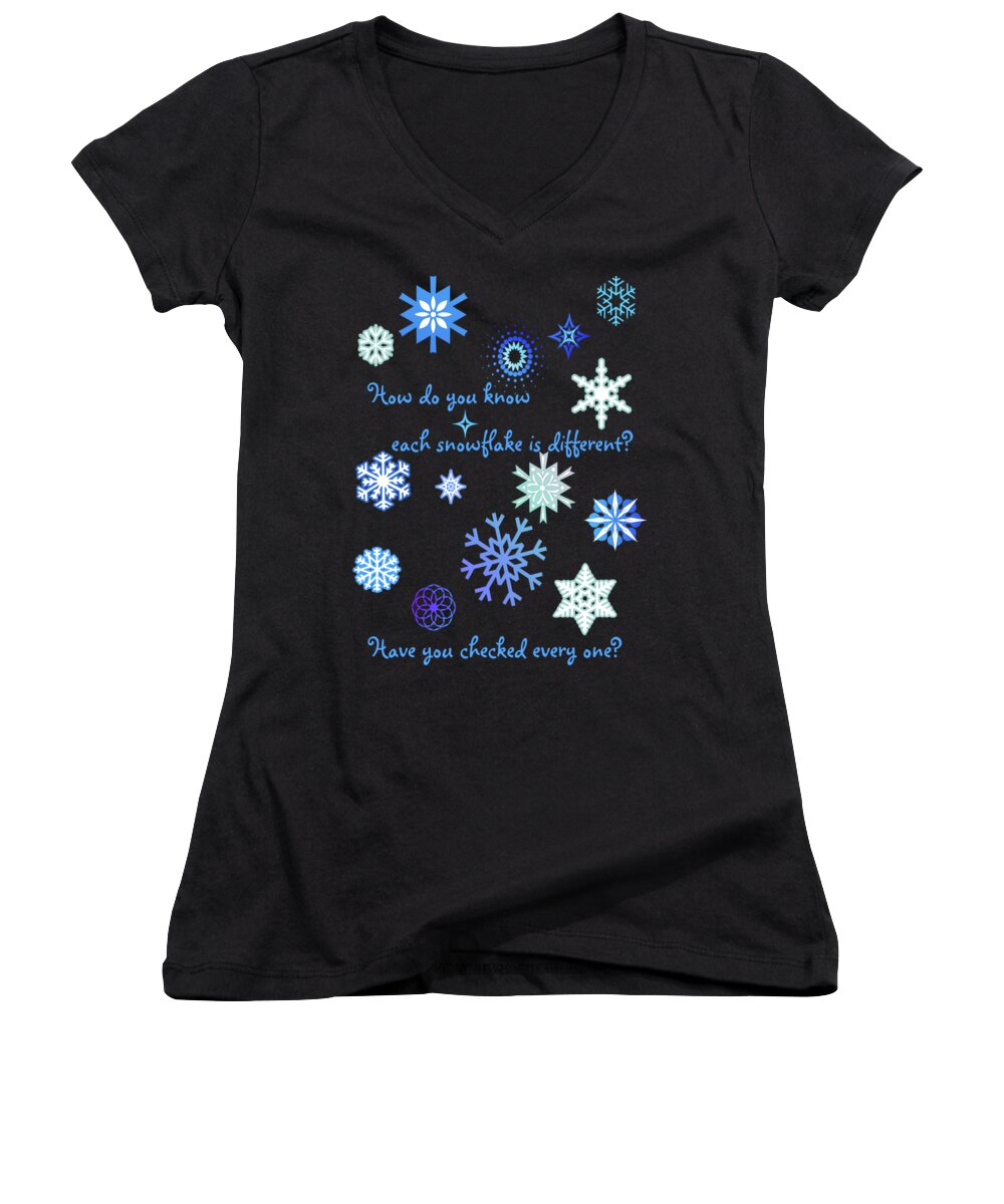 Snowflakes Women's V-Neck featuring the digital art Snowflakes 2 by Two Hivelys