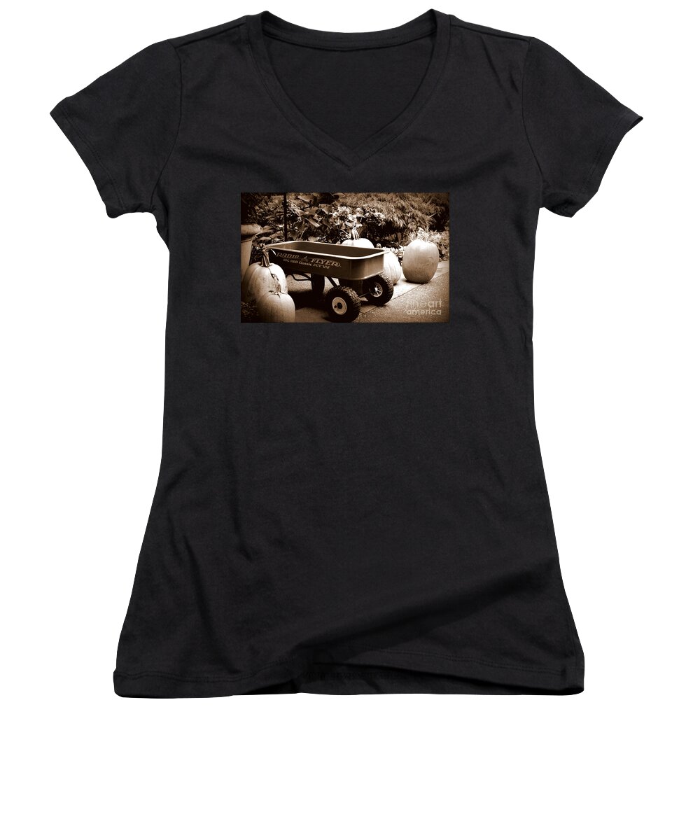 Seasons Women's V-Neck featuring the photograph Autumn Chores by Tatyana Searcy