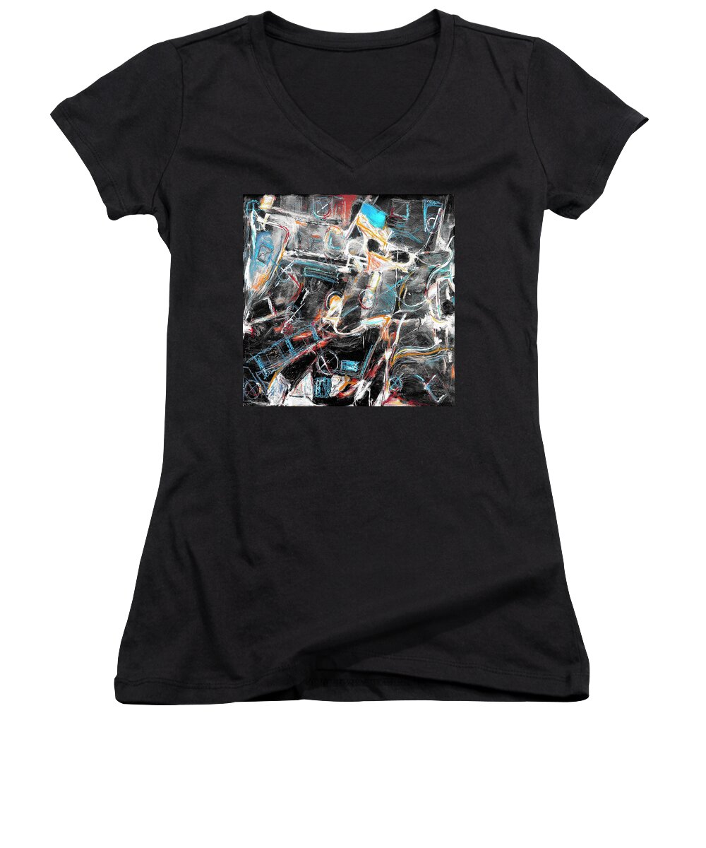 Abstraction Women's V-Neck featuring the painting Badlands 2 by Dominic Piperata
