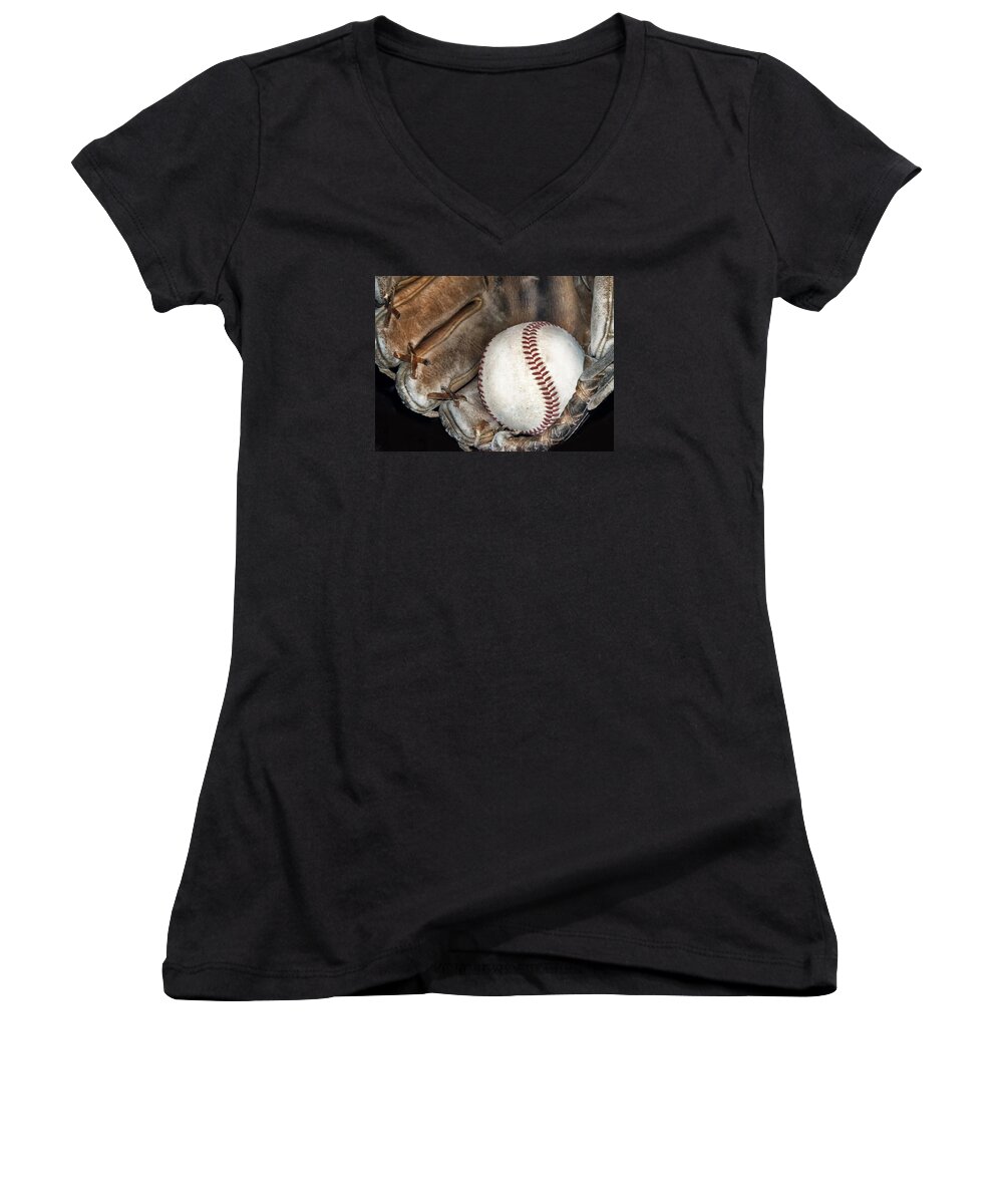 Baseball Women's V-Neck featuring the photograph Baseball by Camille Lopez