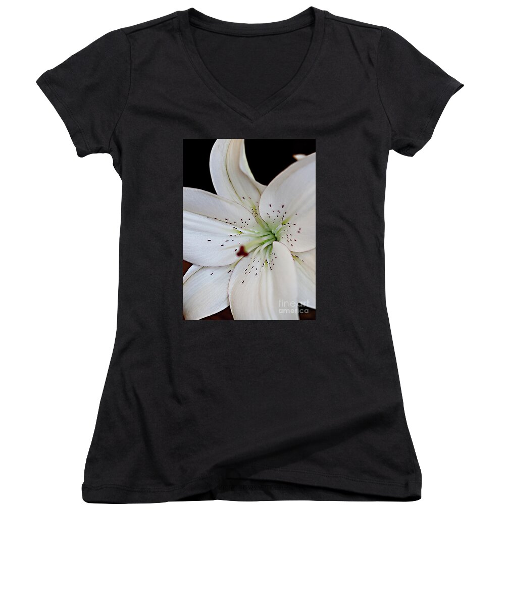 Flower Women's V-Neck featuring the photograph Beauty and Freckles by Sherry Hallemeier