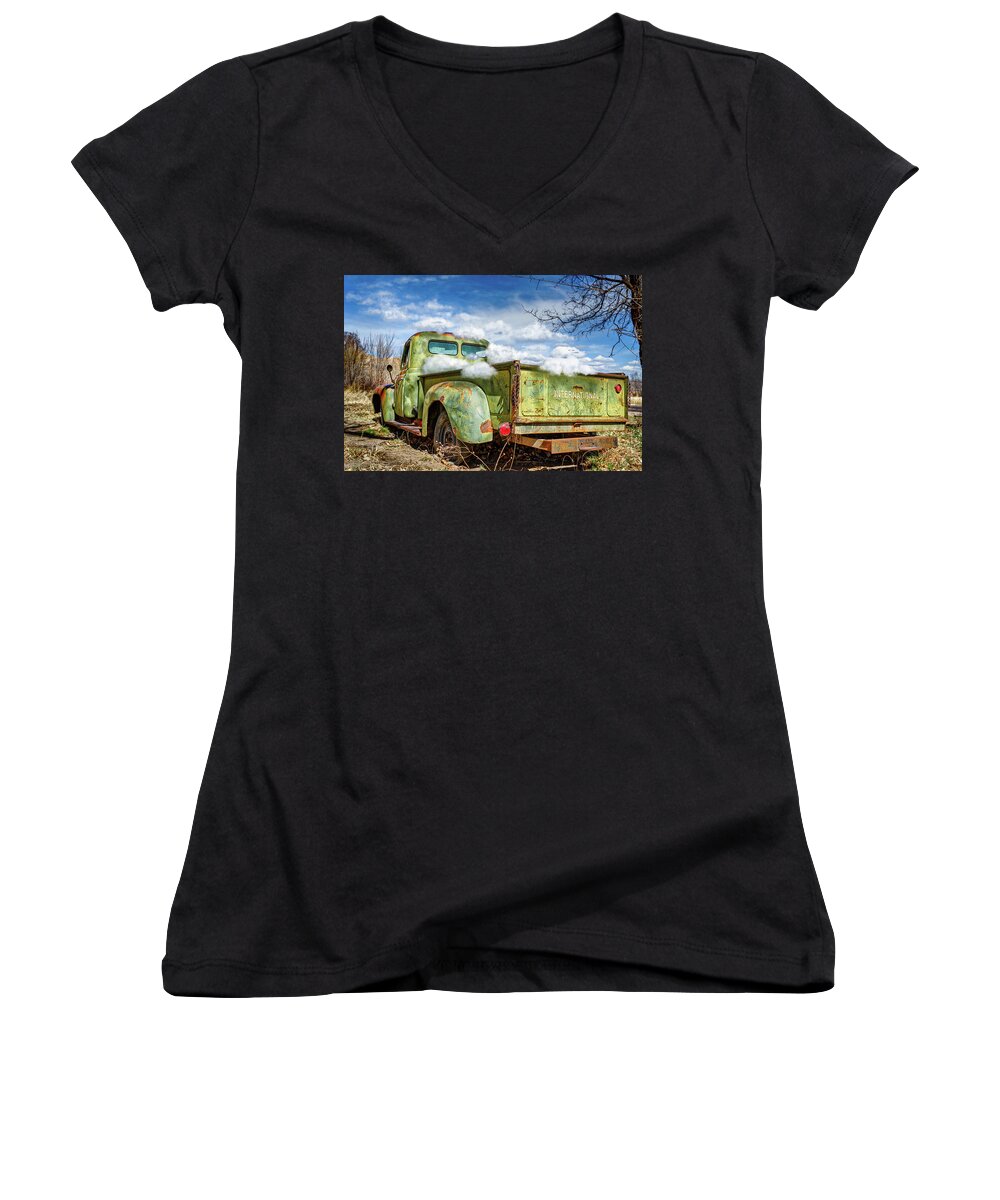 Abiquiu Women's V-Neck featuring the photograph Bed full of clouds by Robert FERD Frank