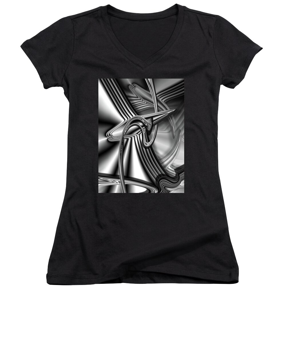 Mighty Sight Studio Abstract Art Women's V-Neck featuring the digital art Betcha Don't One Time by Steve Sperry