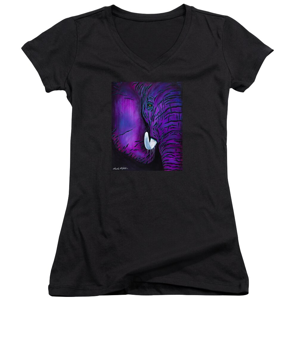 Acrylic Women's V-Neck featuring the painting Big Bull by Dede Koll