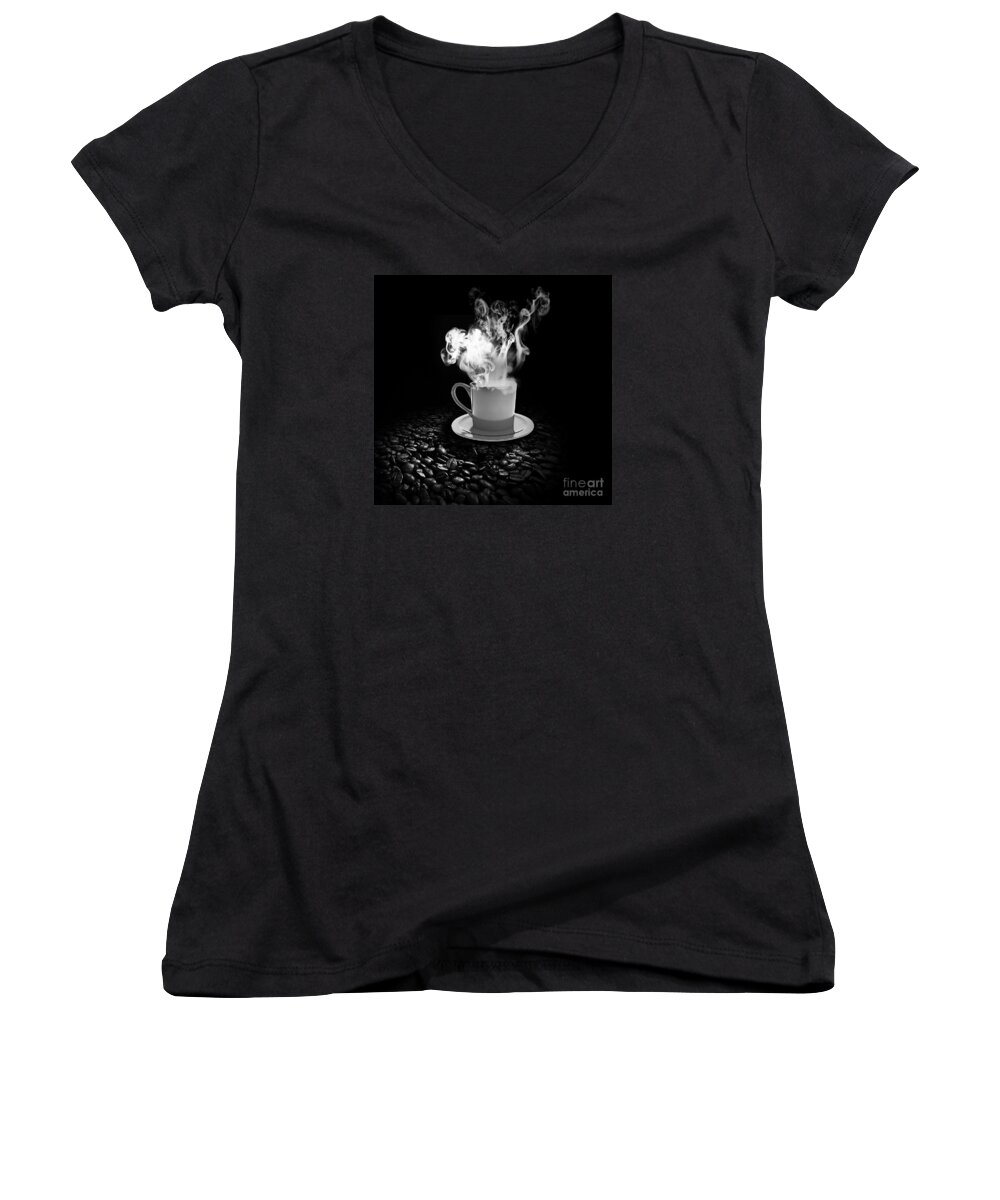 Coffee Women's V-Neck featuring the photograph Black Coffee by Stefano Senise