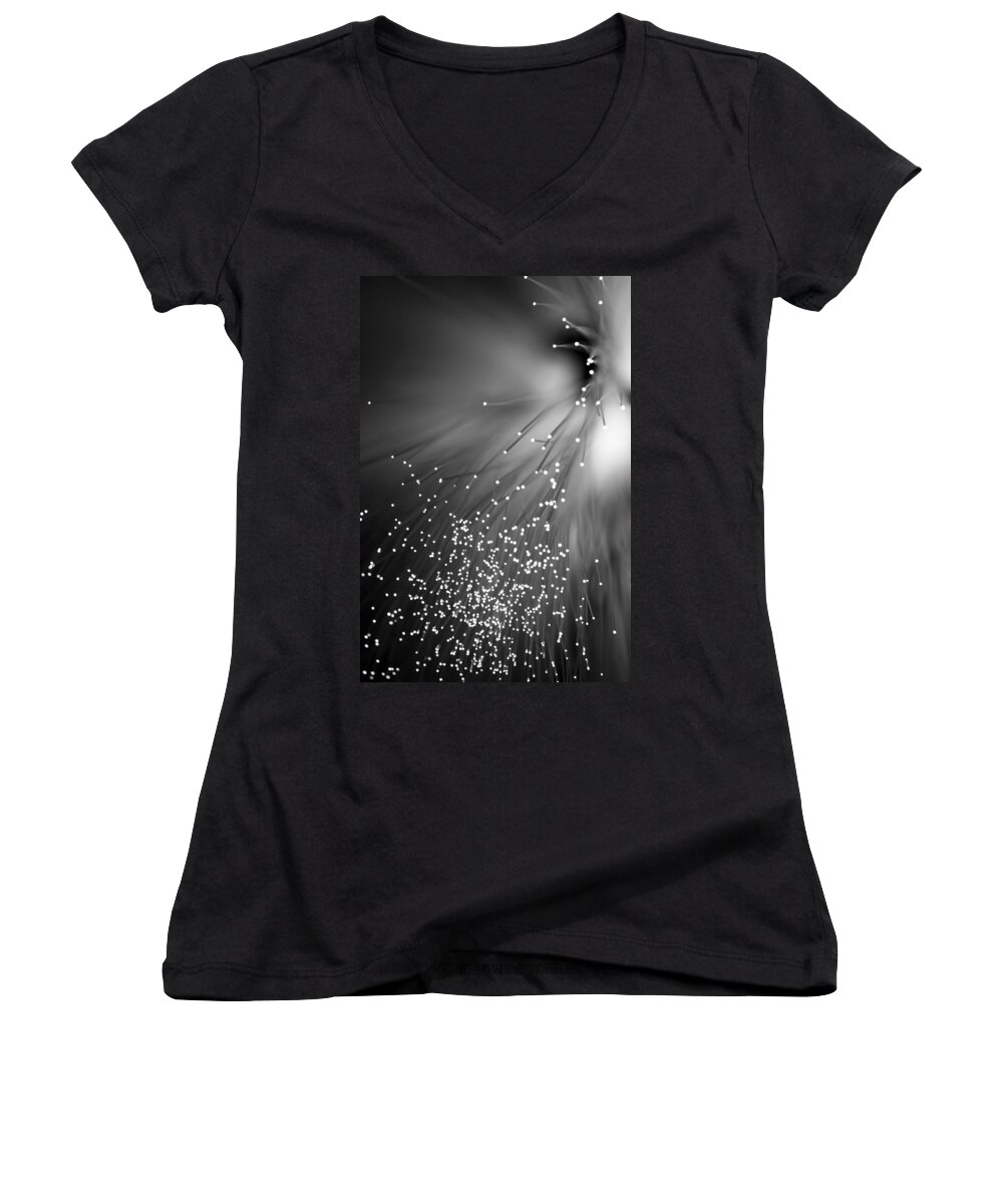Abstract Women's V-Neck featuring the photograph Black Night by Dazzle Zazz