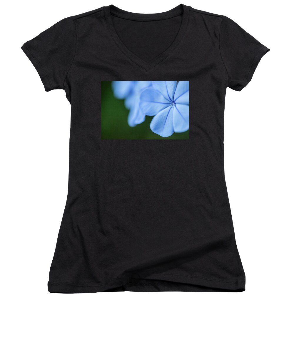 Flower Women's V-Neck featuring the photograph Blue in Green 2 by Al Hurley