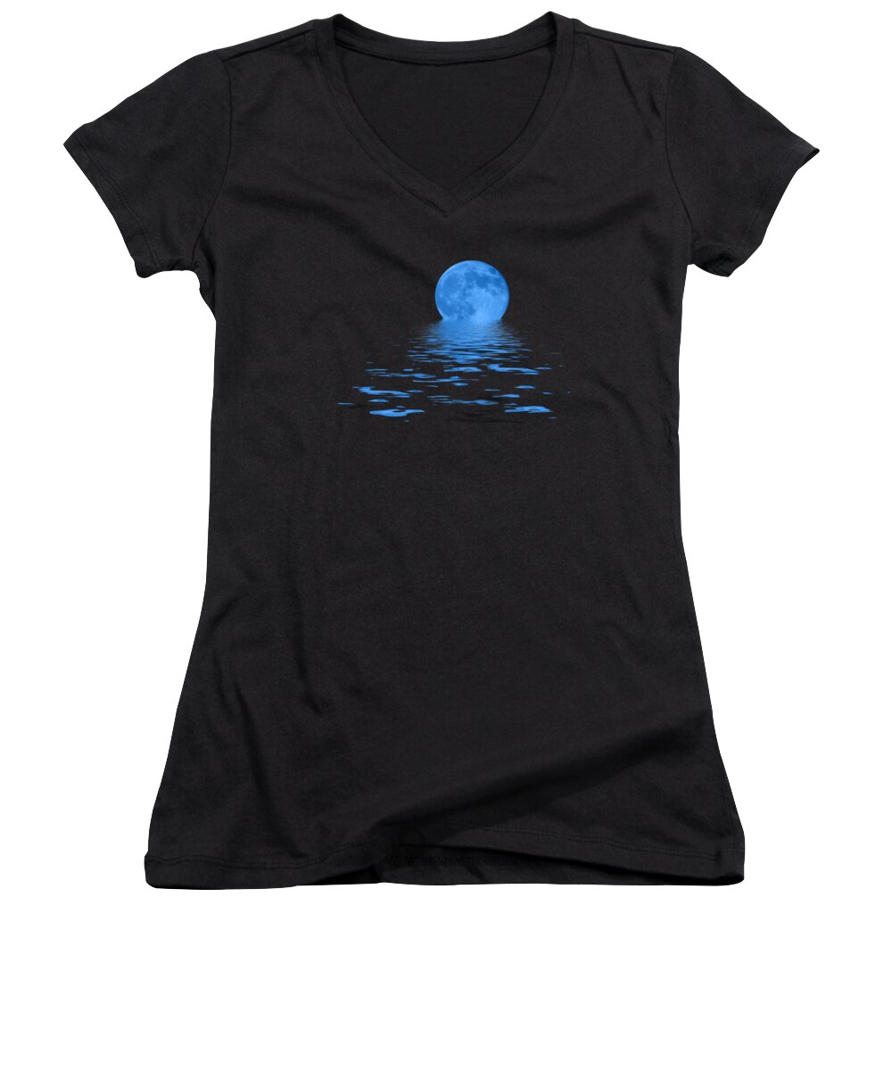 Blue Moon Women's V-Neck featuring the photograph Blue Moon by Shane Bechler