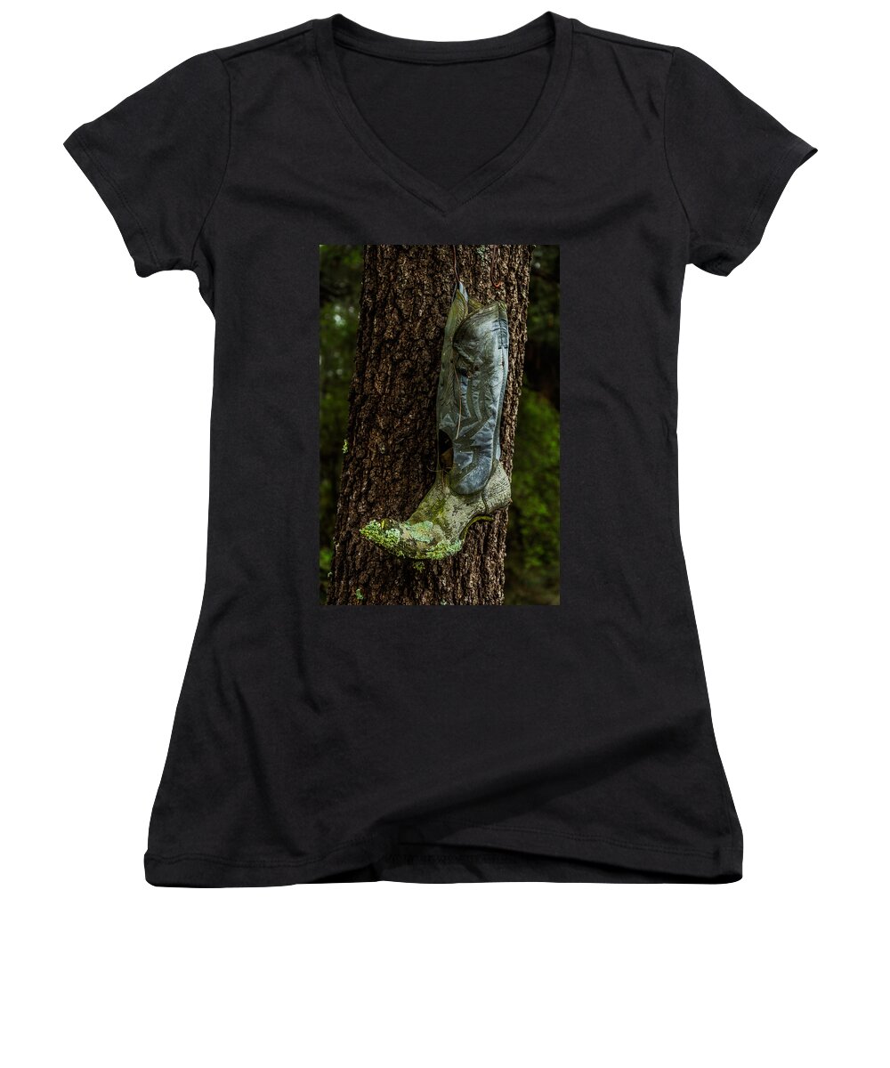 Boots Women's V-Neck featuring the photograph Boot Nest by Metaphor Photo