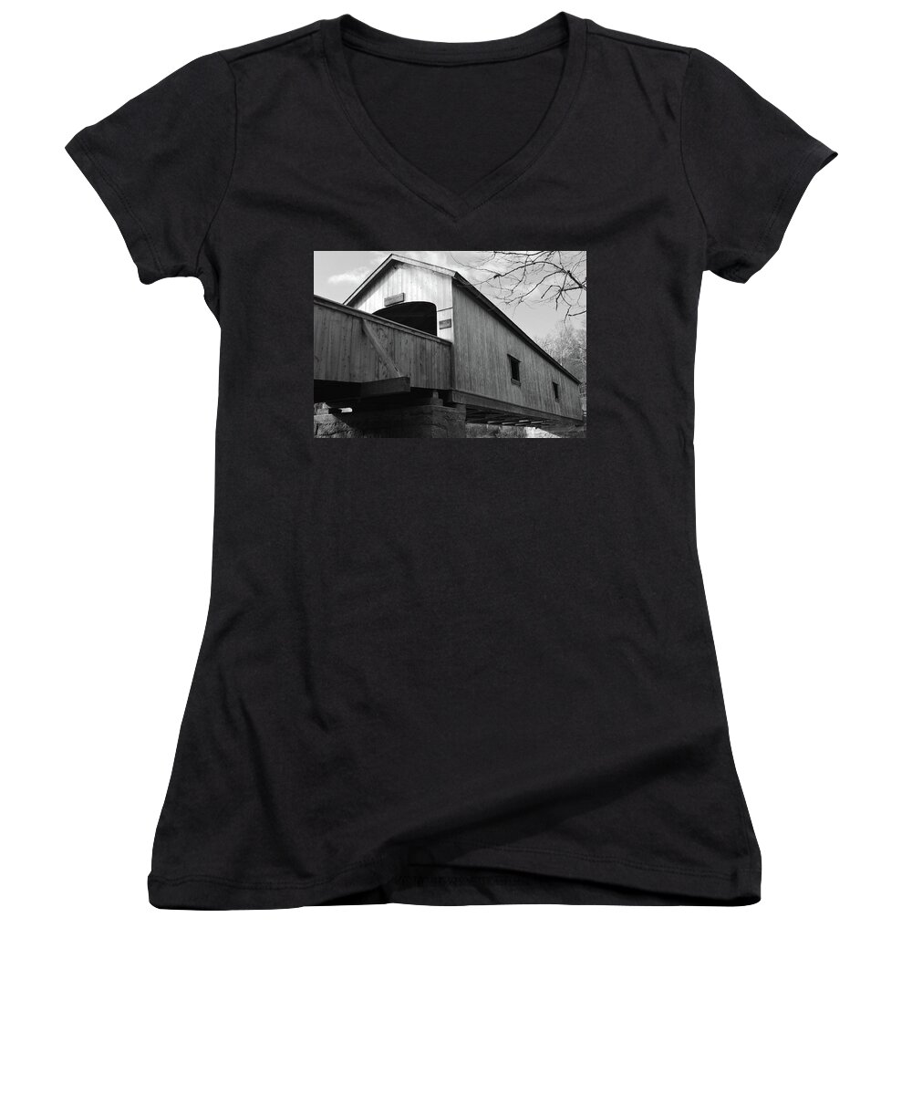 Architecture Women's V-Neck featuring the photograph Bridge Over Troubled Water by Charles HALL
