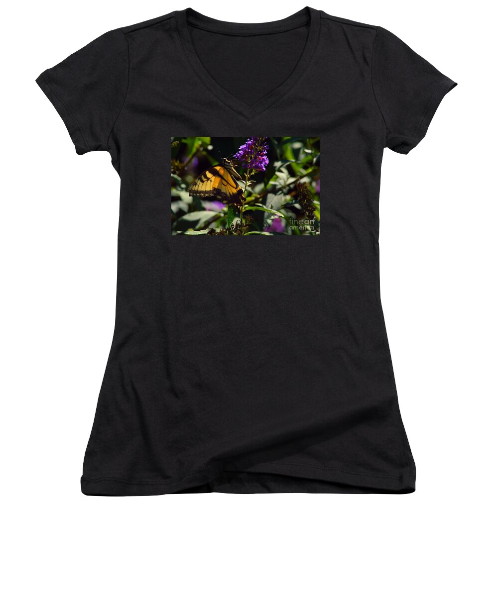 Butterfly Women's V-Neck featuring the photograph Butterfly Kisses by Robyn King