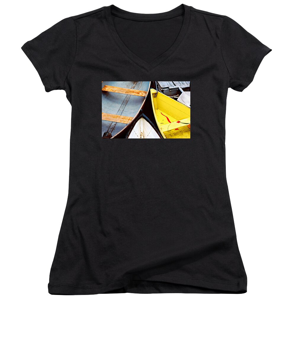 Dories Women's V-Neck featuring the photograph Camden Dories Photo by Peter J Sucy