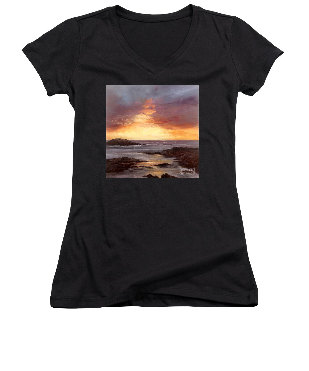 Sunset Women's V-Neck featuring the painting Celebration by Valerie Travers