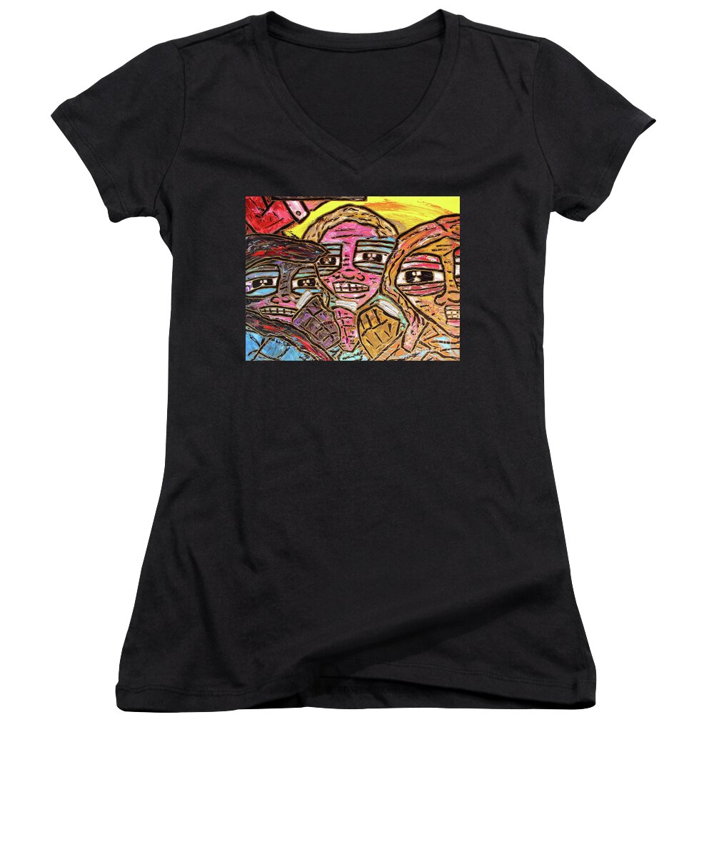 Acrylic Women's V-Neck featuring the painting Cheers by Odalo Wasikhongo