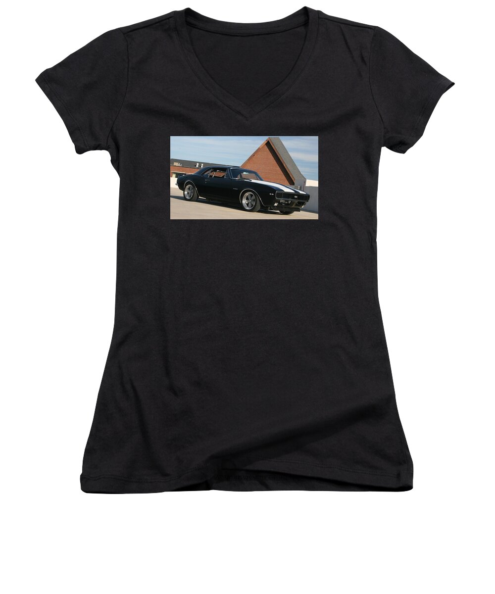 Chevrolet Camaro Women's V-Neck featuring the photograph Chevrolet Camaro by Mariel Mcmeeking