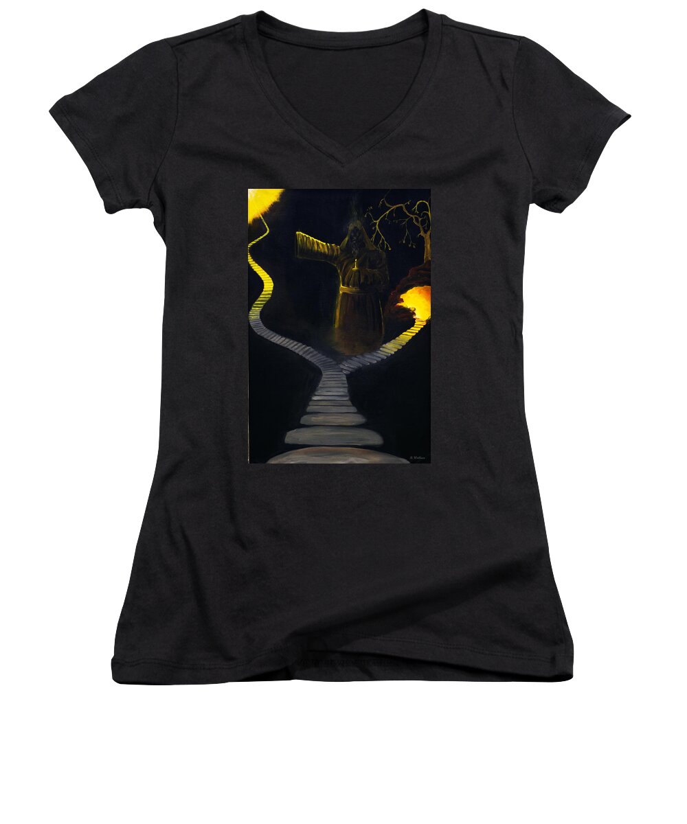 2d Women's V-Neck featuring the painting Chosen Path by Brian Wallace