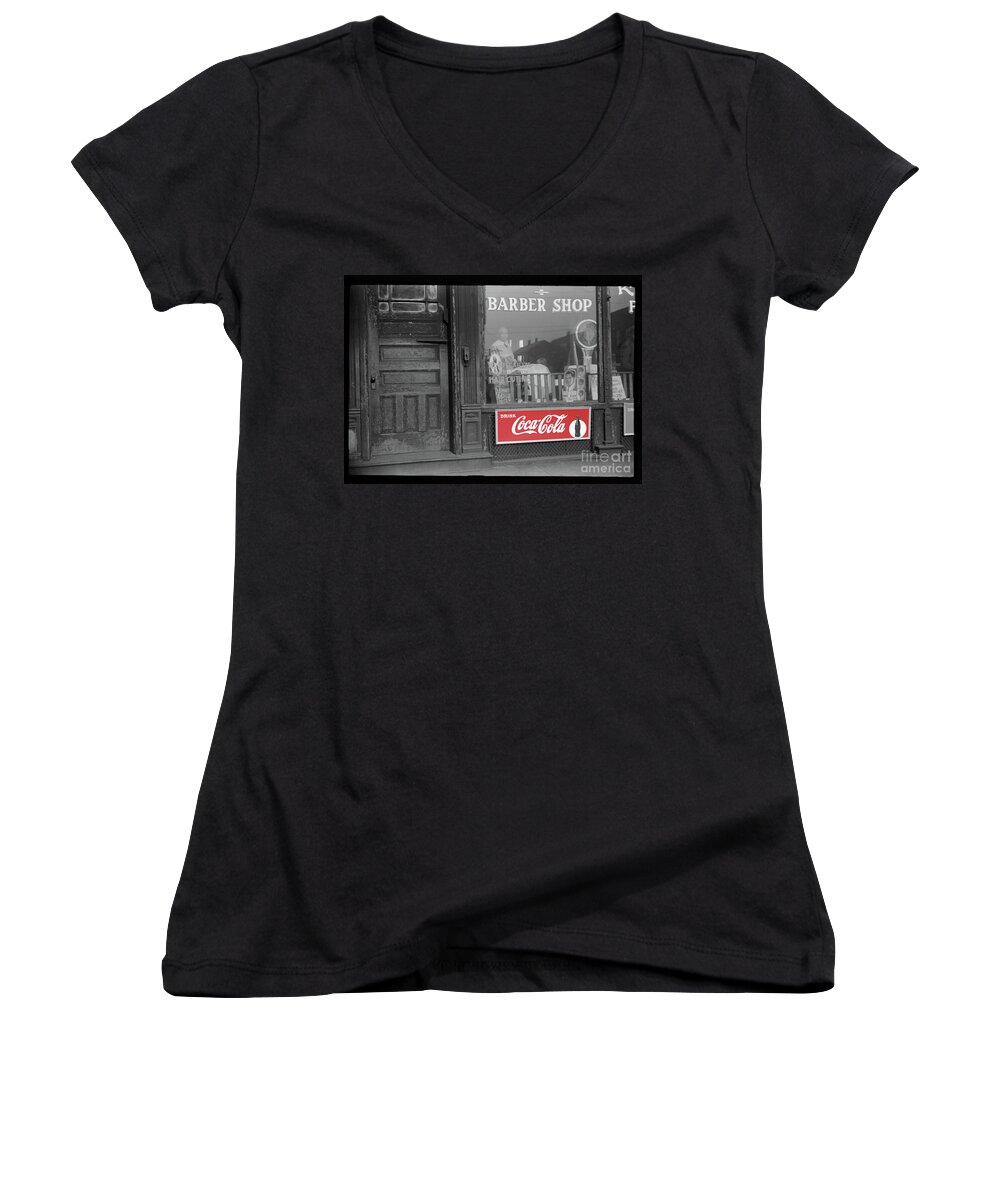 Barber Women's V-Neck featuring the photograph Classic Barber Shop 2 by Carlos Diaz