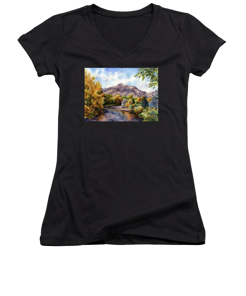 River Painting Women's V-Neck featuring the painting Clear Creek by Anne Gifford