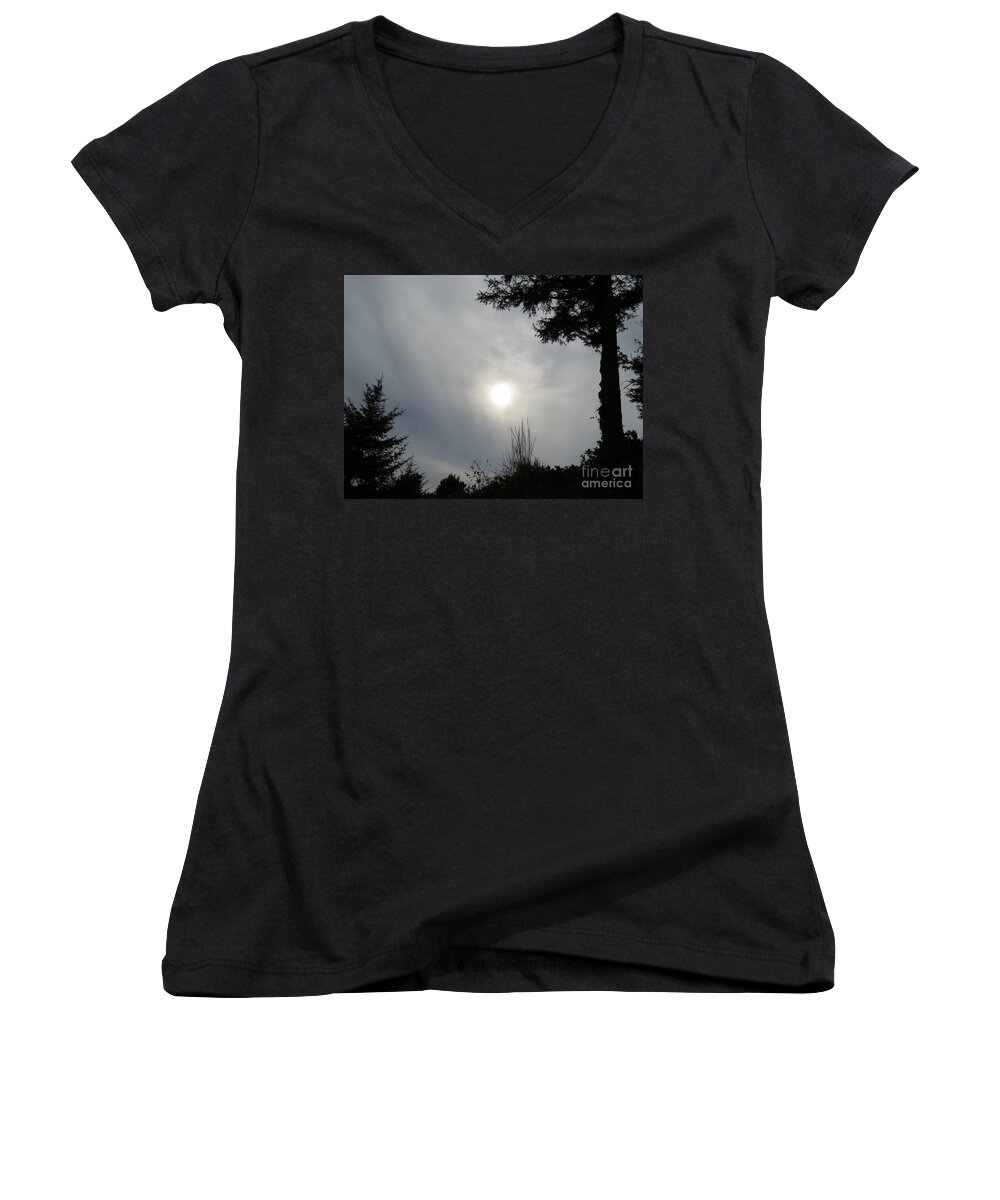 Cloudy Day Women's V-Neck featuring the photograph Cloudy Sun by Michele Penner