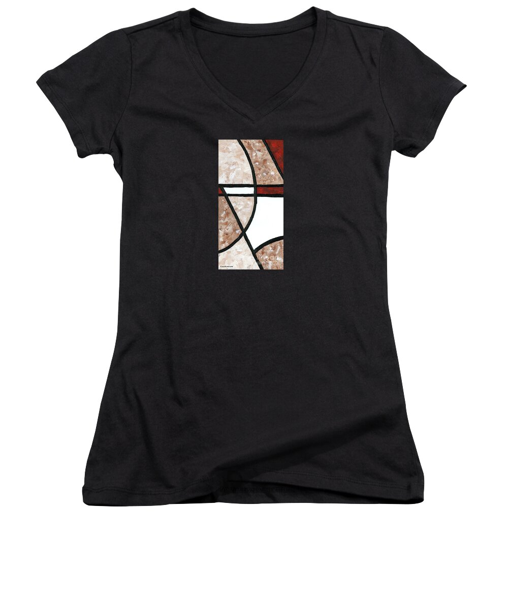 Abstract Women's V-Neck featuring the painting Compartments 2 by Diane Thornton