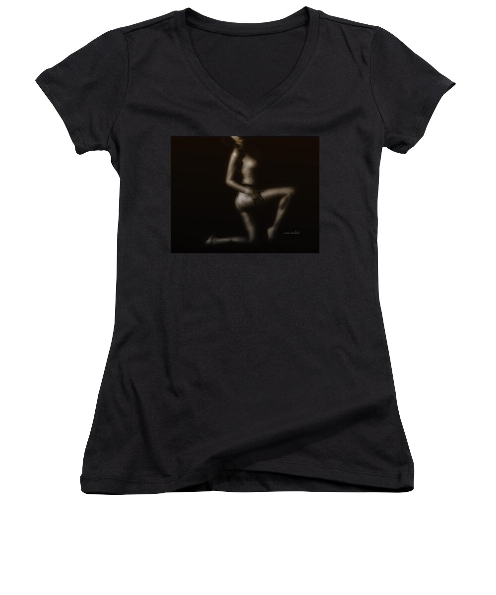 Nude Women's V-Neck featuring the photograph Coppertone by Donna Blackhall