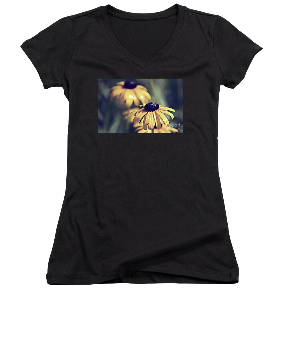 Daisy Women's V-Neck featuring the photograph Daisies Wild Flowers by Sherry Hallemeier