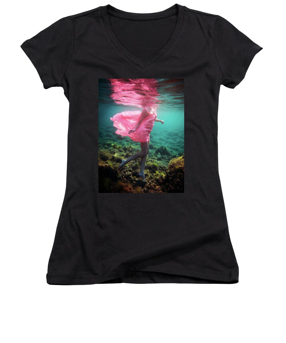 Swim Women's V-Neck featuring the photograph Delicate Mermaid by Gemma Silvestre