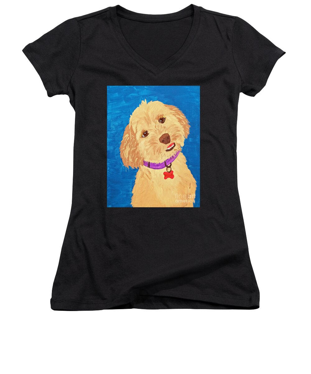  Women's V-Neck featuring the painting Della Date With Paint Nov 20th by Ania M Milo