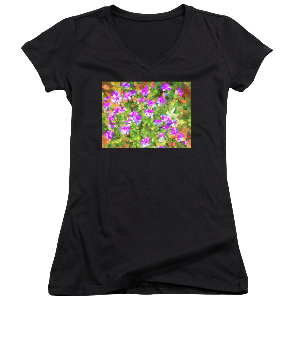 Abstract Women's V-Neck featuring the photograph Desert Flowers in Abstract by Penny Lisowski