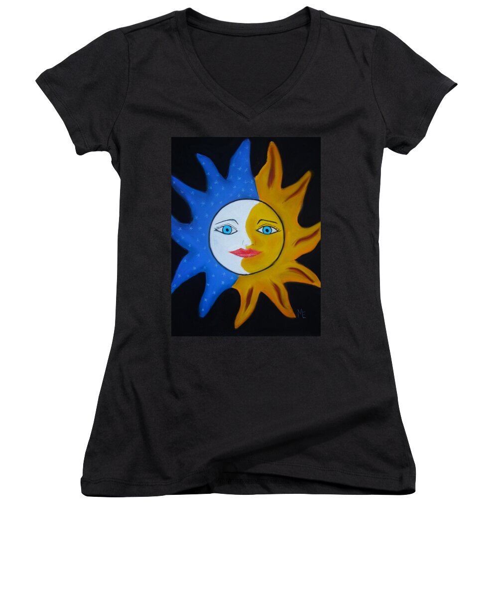 Sun Women's V-Neck featuring the pastel Dos by Melinda Etzold