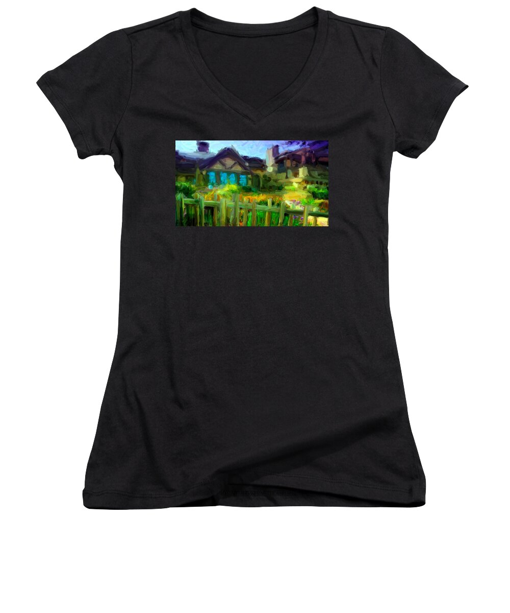 House Women's V-Neck featuring the digital art Dreaming about California by Caito Junqueira