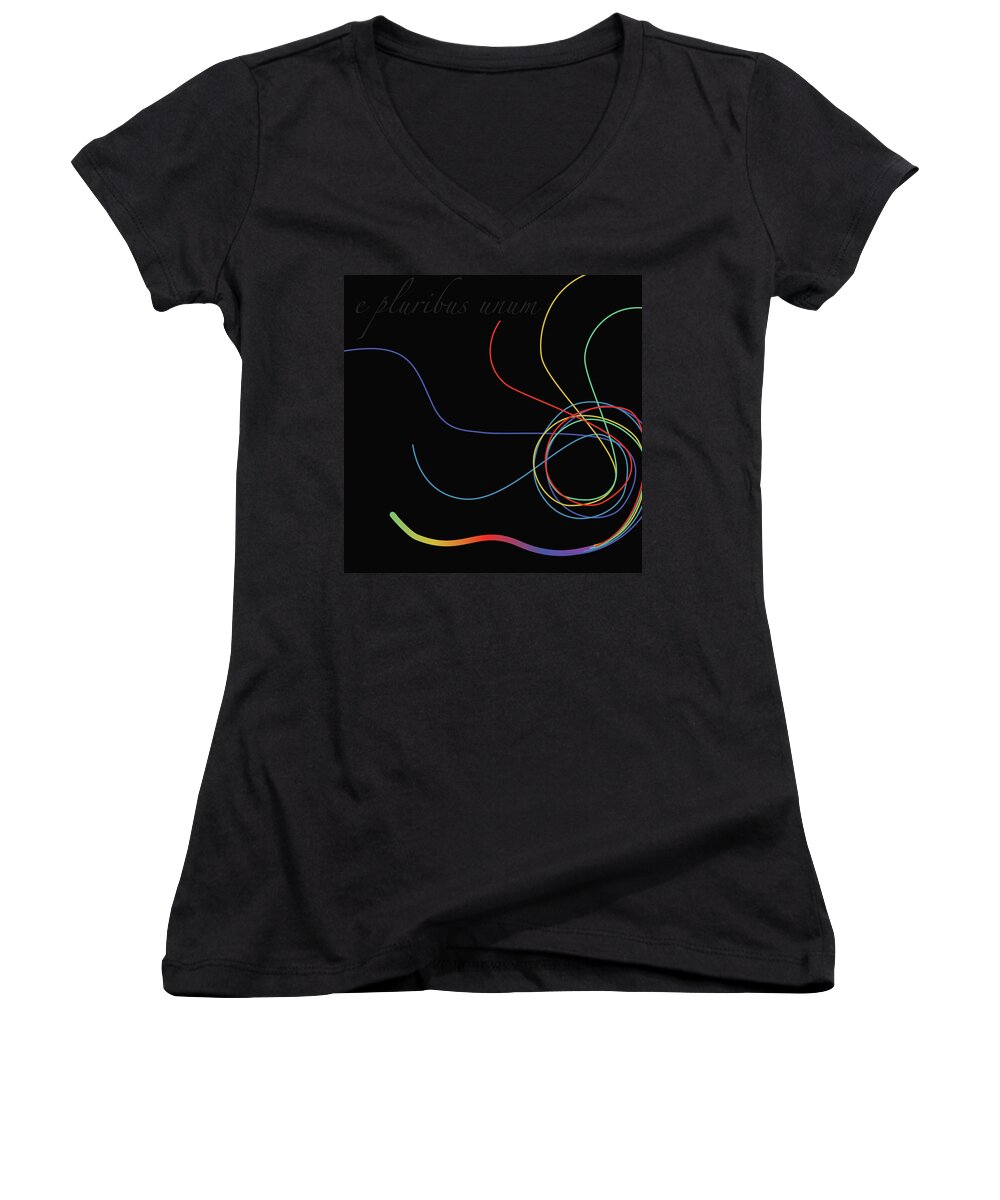 Abstract Women's V-Neck featuring the digital art E Pluribus Unum by Gina Harrison