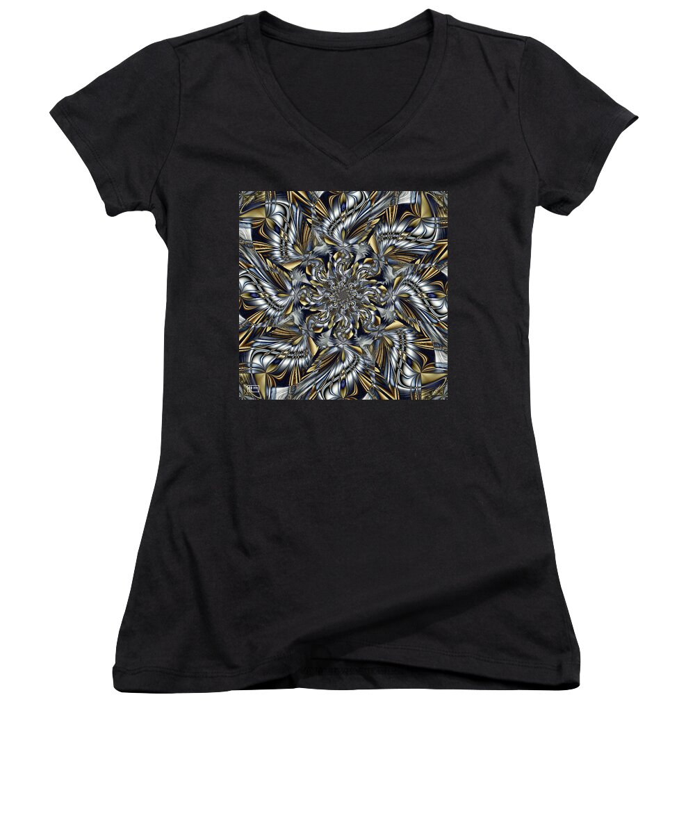 Abstract Women's V-Neck featuring the digital art Elastic Fantastic by Jim Pavelle