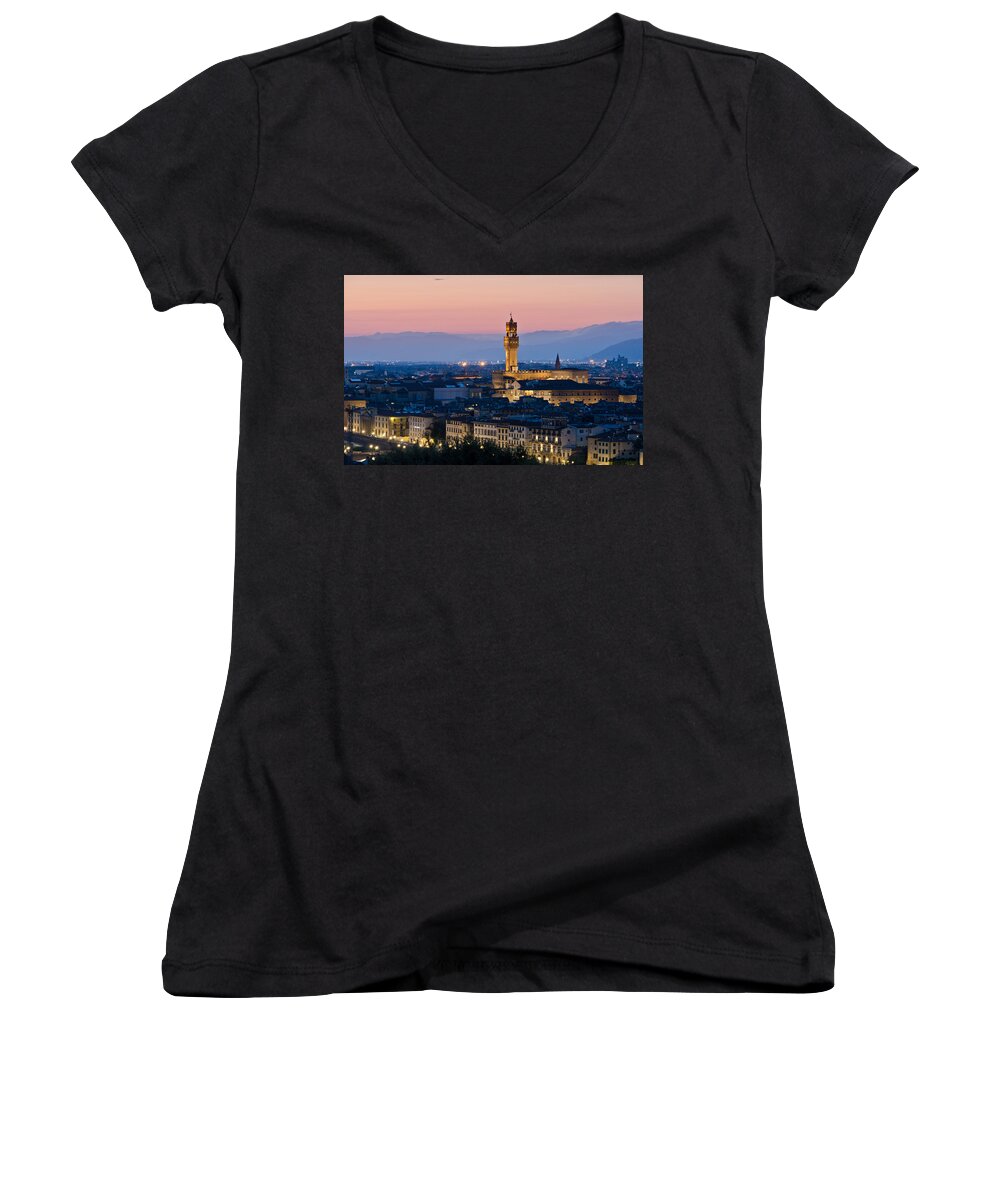 Tourist Women's V-Neck featuring the photograph Firenze at Sunset by Pablo Lopez