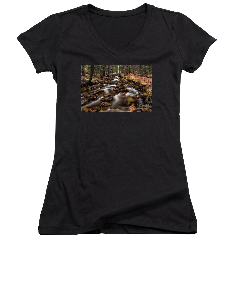 2016 Women's V-Neck featuring the photograph Fishhook Creek Waterscape Art by Kaylyn Franks by Kaylyn Franks
