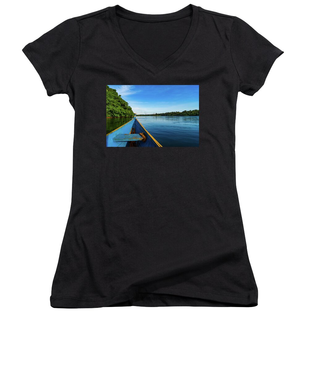 Nile River Women's V-Neck featuring the photograph Floating the Nile by Tim Dussault