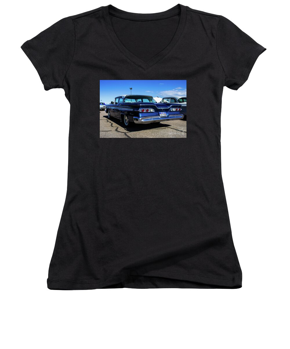 Ford Women's V-Neck featuring the photograph Ford Edsel Ranger by Steven Parker