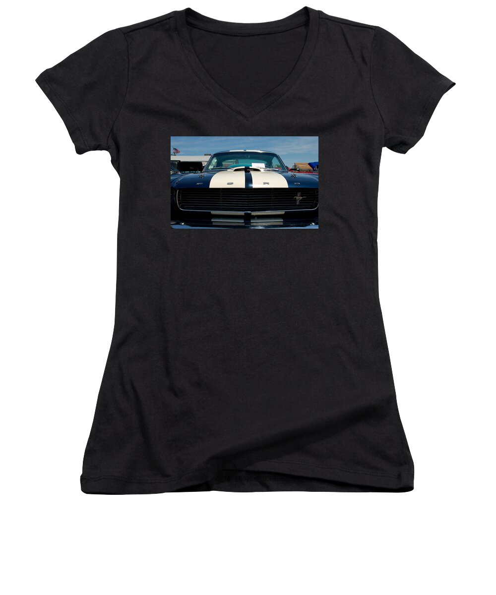 Ford Mustang Women's V-Neck featuring the photograph Ford Mustang 2 by Mark Dodd