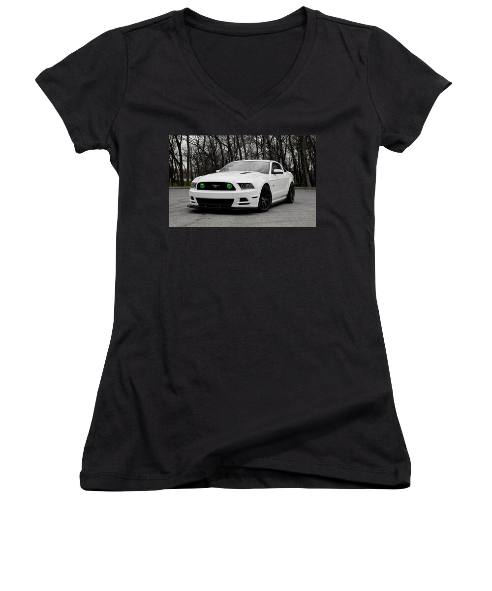 Ford Mustang Shelby Women's V-Neck featuring the digital art Ford Mustang Shelby by Maye Loeser