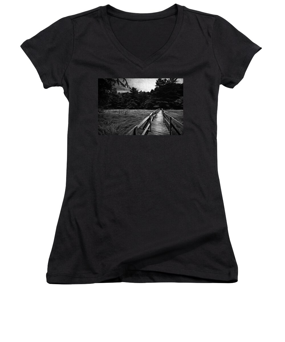 Portland Women's V-Neck featuring the photograph Fore River Marsh by Neil Shapiro