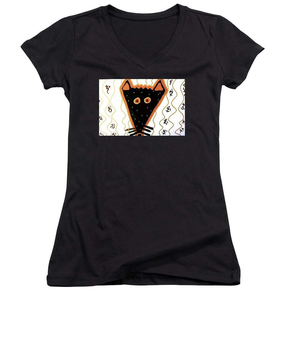 Fox Women's V-Neck featuring the mixed media Fox by Clarity Artists