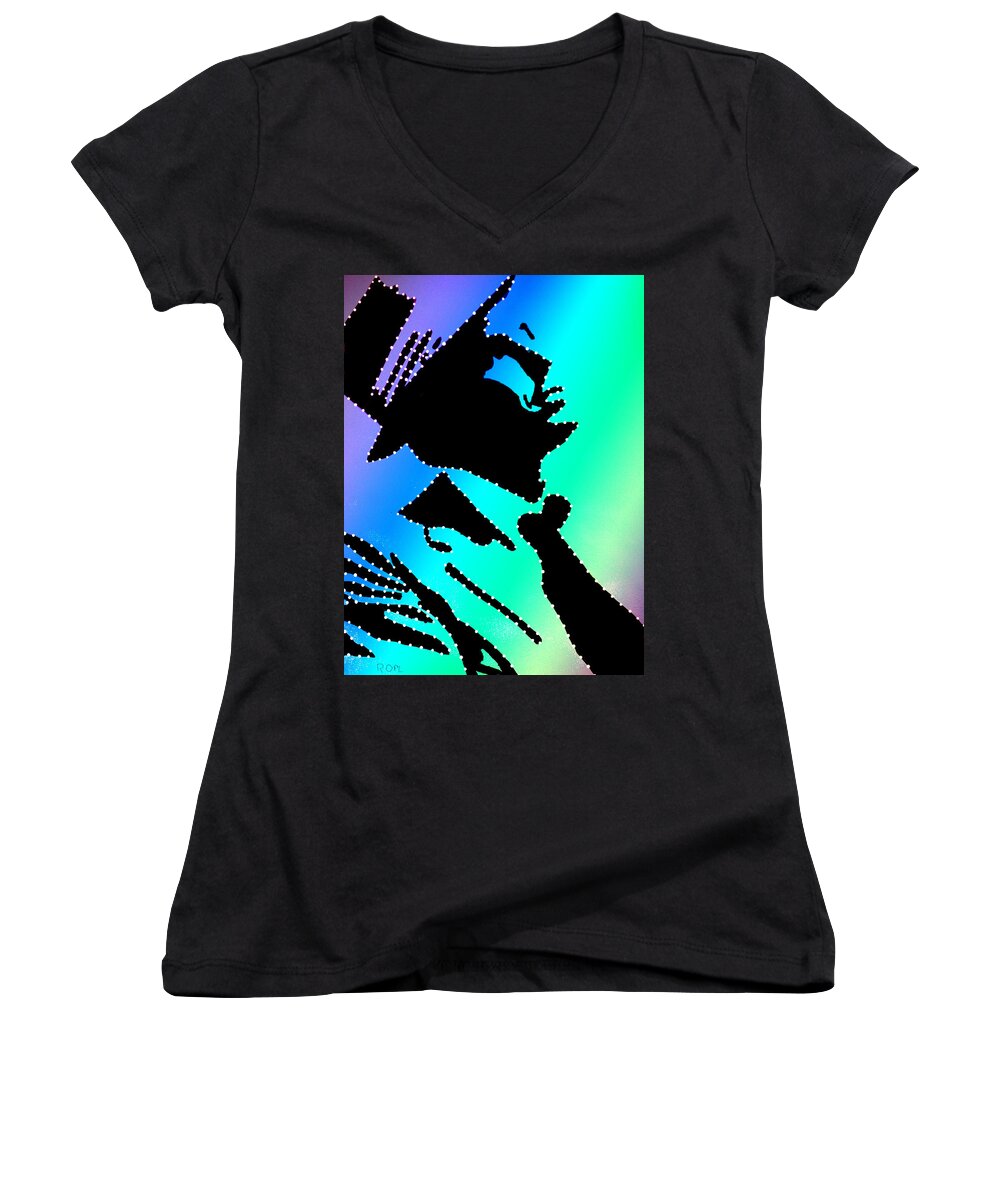 Frank Sinatra Women's V-Neck featuring the photograph Frank Sinatra Over The Rainbow by Robert Margetts