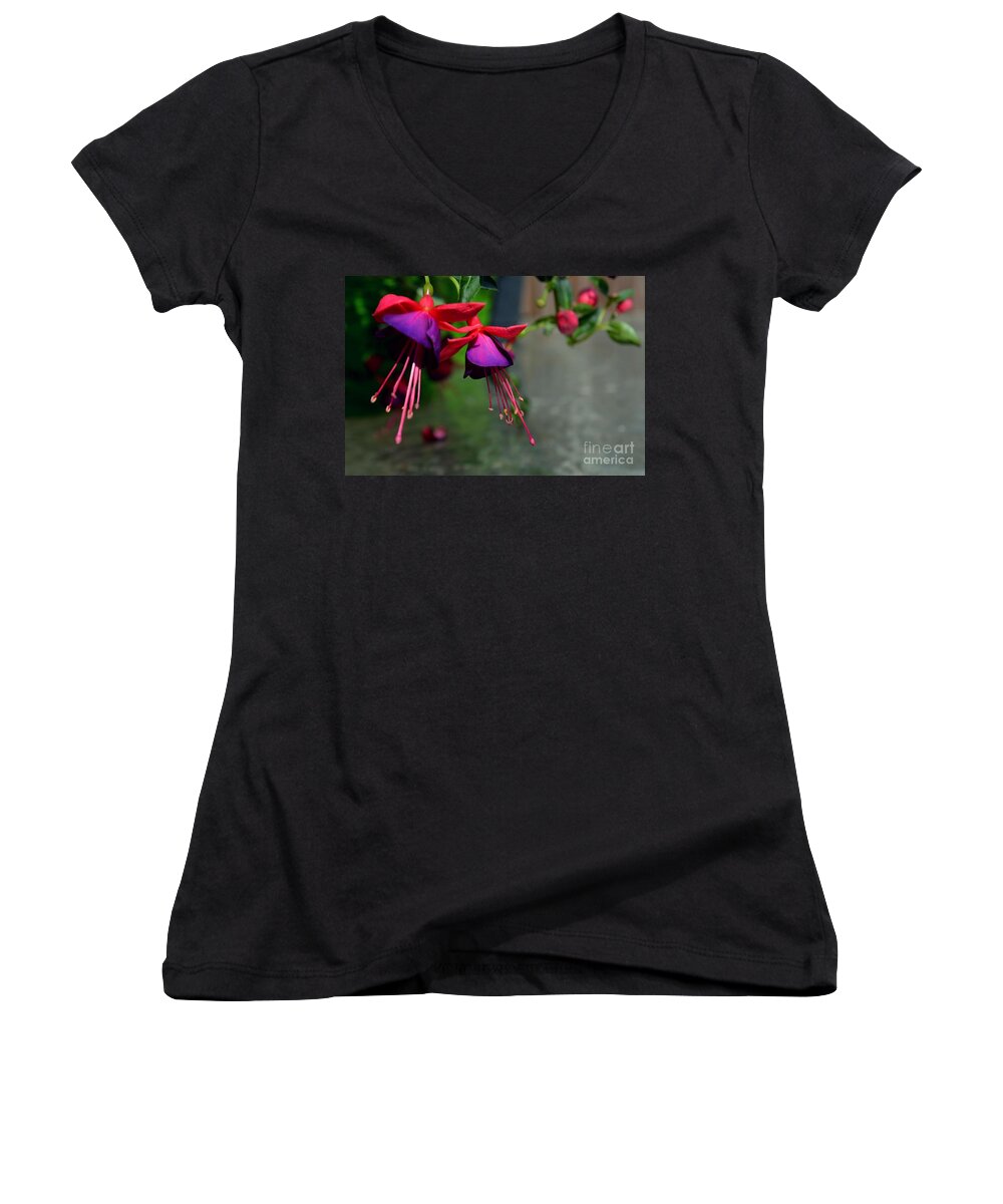 Adrian-deleon Women's V-Neck featuring the photograph Fuchsia Original Photo by Adrian De Leon Art and Photography