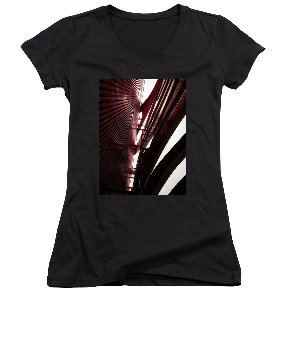 Architecture Women's V-Neck featuring the photograph Geometric Flow 05 by Mark David Gerson