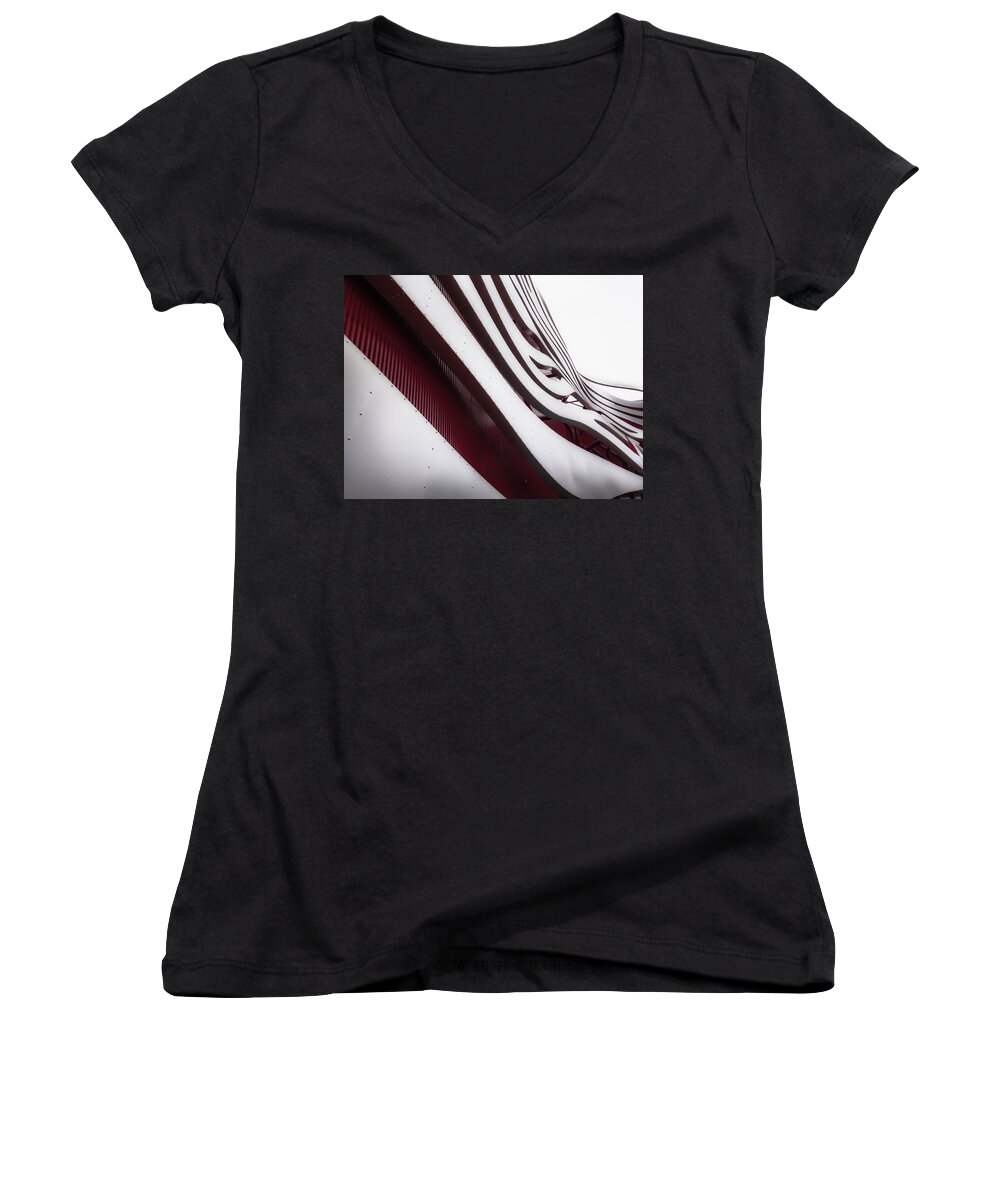 Architecture Women's V-Neck featuring the photograph Geometric Flow 10 by Mark David Gerson
