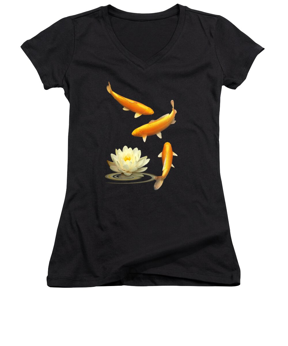 Fish Women's V-Neck featuring the photograph Golden Harmony Vertical by Gill Billington