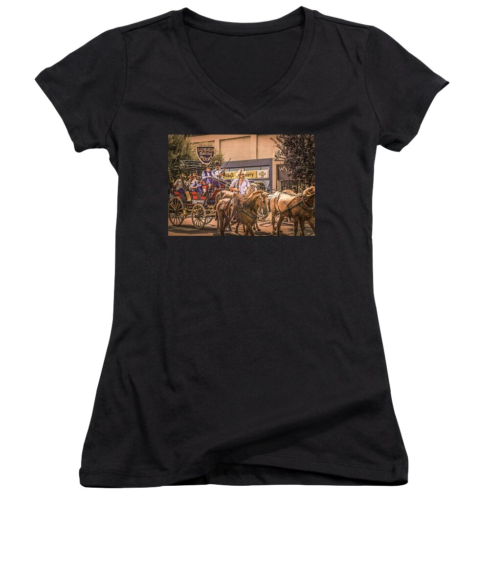 Wild West Women's V-Neck featuring the photograph Goshen Mounted Police by Gene Parks